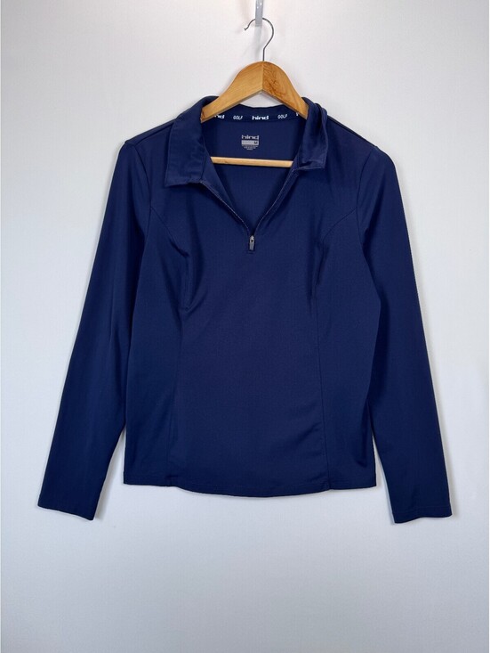 Hind Sweaters - hind Golf Women's Long Sleeve Navy Blue Quarter Zip Pullover Size M